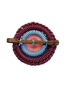 1940s Purple, Blue and Pink Make Do and Mend Wirework Brooch