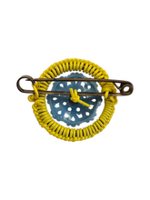 Load image into Gallery viewer, 1940s Blue and Yellow Wirework Make Do And Mend Brooch
