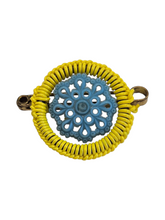 Load image into Gallery viewer, 1940s Blue and Yellow Wirework Make Do And Mend Brooch

