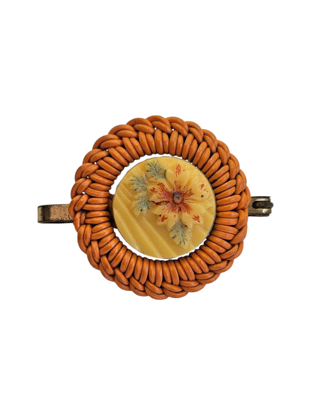 1940s Make Do and Mend Orange Wirework Brooch