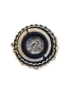 1940s Chunky Black and White Wirework Brooch
