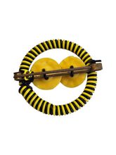 Load image into Gallery viewer, 1940s Make Do and Mend Yellow and Black Wirework Brooch
