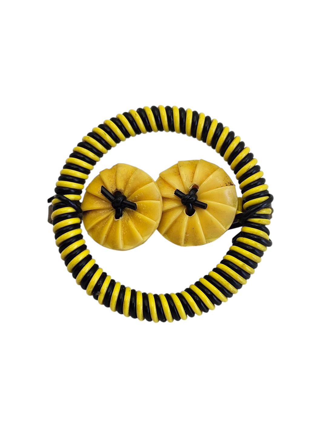 1940s Make Do and Mend Yellow and Black Wirework Brooch