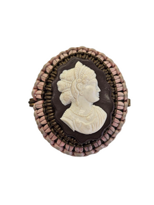 1940s Brown and Pink Make Do and Mend Wirework Brooch