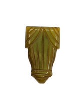 Load image into Gallery viewer, 1940s Olive Green Carved Bakelite Dress Clip

