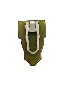 1940s Olive Green Carved Bakelite Dress Clip