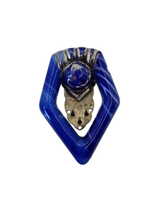 1930s Blue and White Marble Silvered Glass Dress Clip
