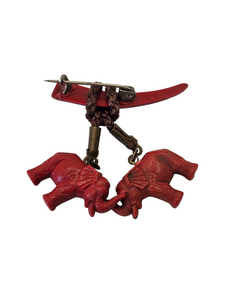 1940s Red Celluloid Elephant Brooch