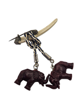 Load image into Gallery viewer, 1940s Carved Brown Elephant Dangly Brooch
