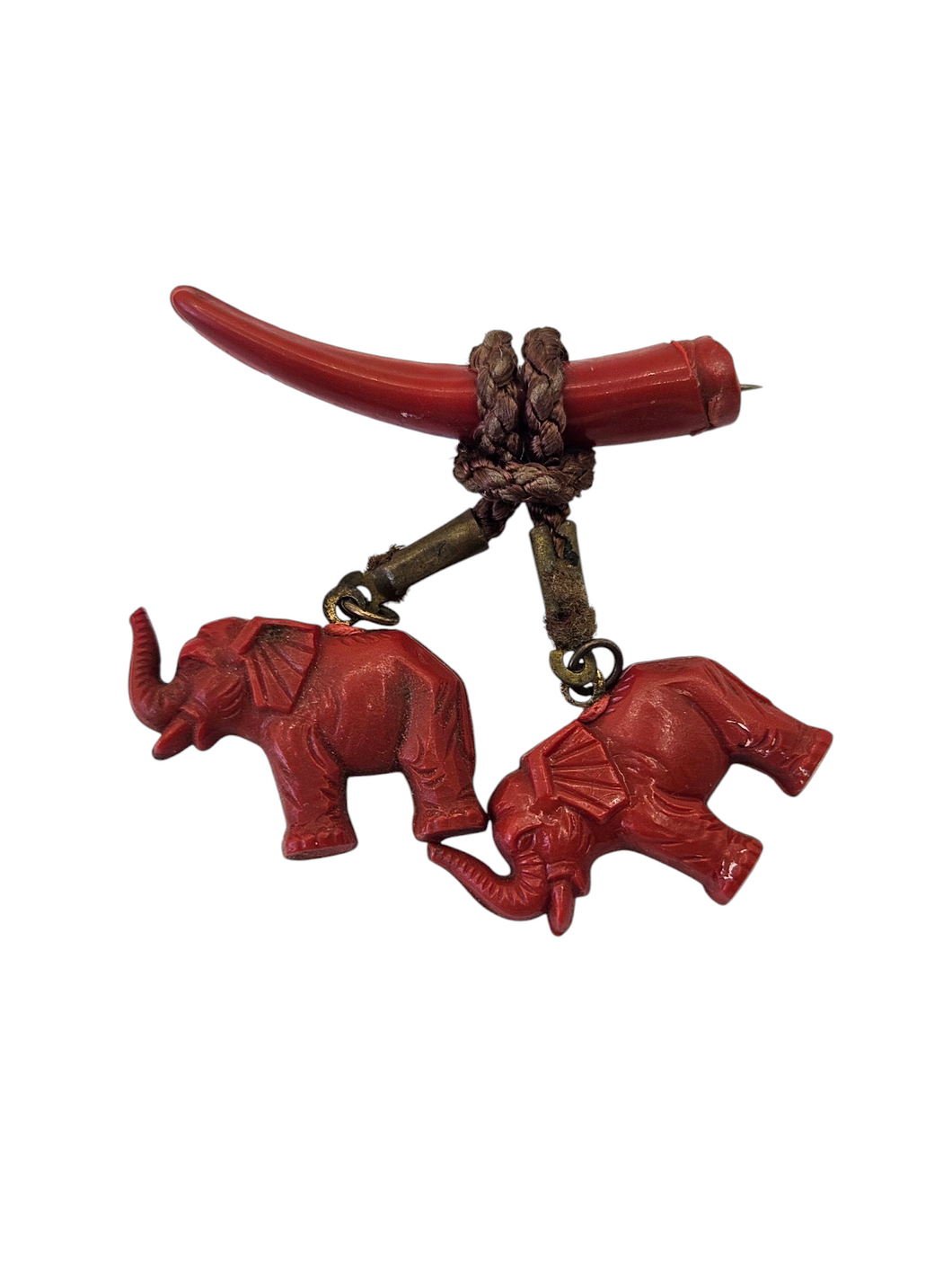 1940s Red Celluloid Elephant Brooch