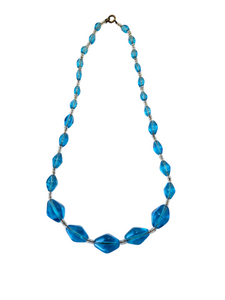1930s Ocean Blue Glass Necklace