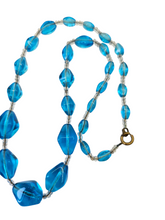Load image into Gallery viewer, 1930s Ocean Blue Glass Necklace
