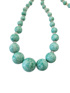 1930s Deco Green Peking Glass Necklace
