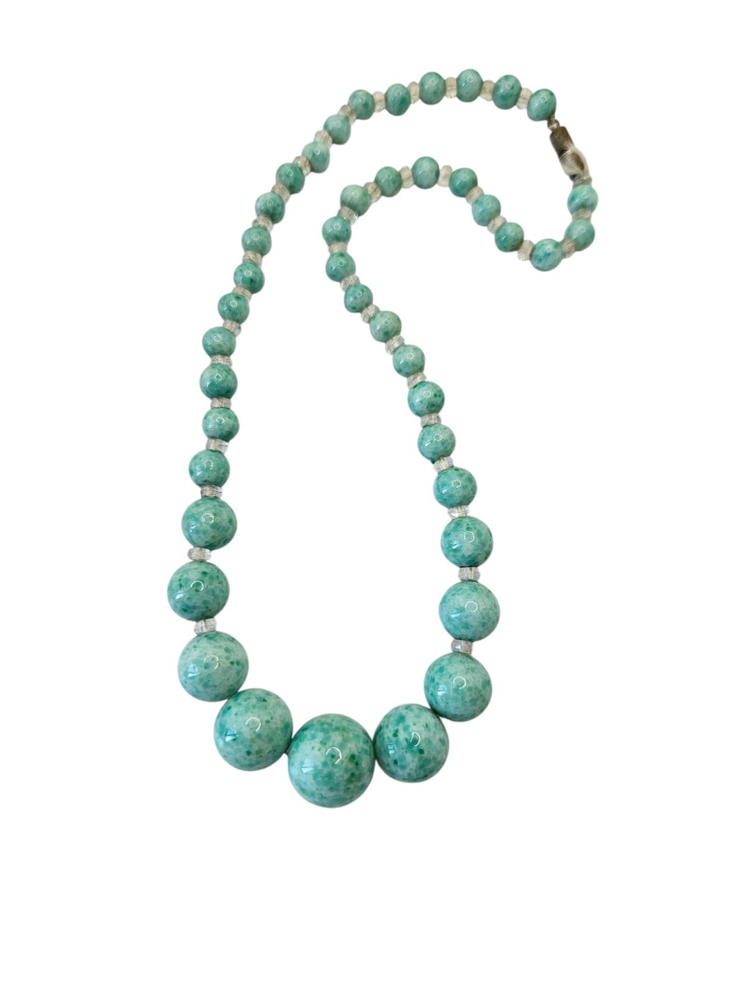 1930s Deco Green Peking Glass Necklace