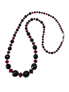 1930s Deco Red and Black Glass Necklace