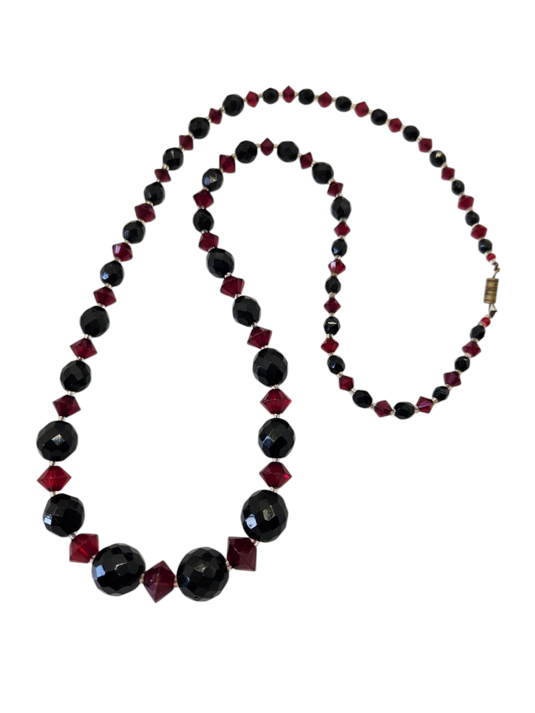 1930s Deco Red and Black Glass Necklace