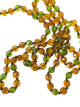 Load image into Gallery viewer, 1930s Deco Orange and Green Glass Long Knotted Necklace

