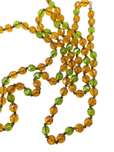 Load image into Gallery viewer, 1930s Deco Orange and Green Glass Long Knotted Necklace
