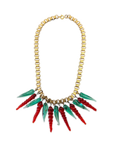 Load image into Gallery viewer, 1940s Rare Turquoise and Red Glass Droplet Necklace
