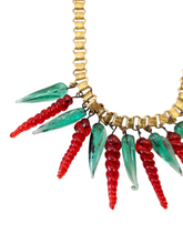 Load image into Gallery viewer, 1940s Rare Turquoise and Red Glass Droplet Necklace
