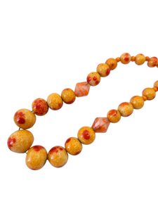 1930s Orange and Red Speckled Glass Necklace