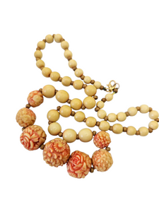 1940s Pink and Beige Celluloid/Galalith Necklace
