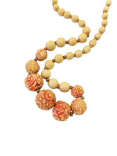 Load image into Gallery viewer, 1940s Pink and Beige Celluloid/Galalith Necklace
