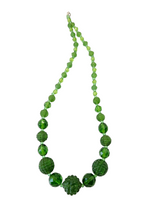 Load image into Gallery viewer, 1920s Textured Green Glass Necklace
