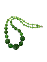 Load image into Gallery viewer, 1920s Textured Green Glass Necklace

