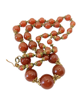 Load image into Gallery viewer, 1930s Deco Red/Brown Glass and Metal Necklace

