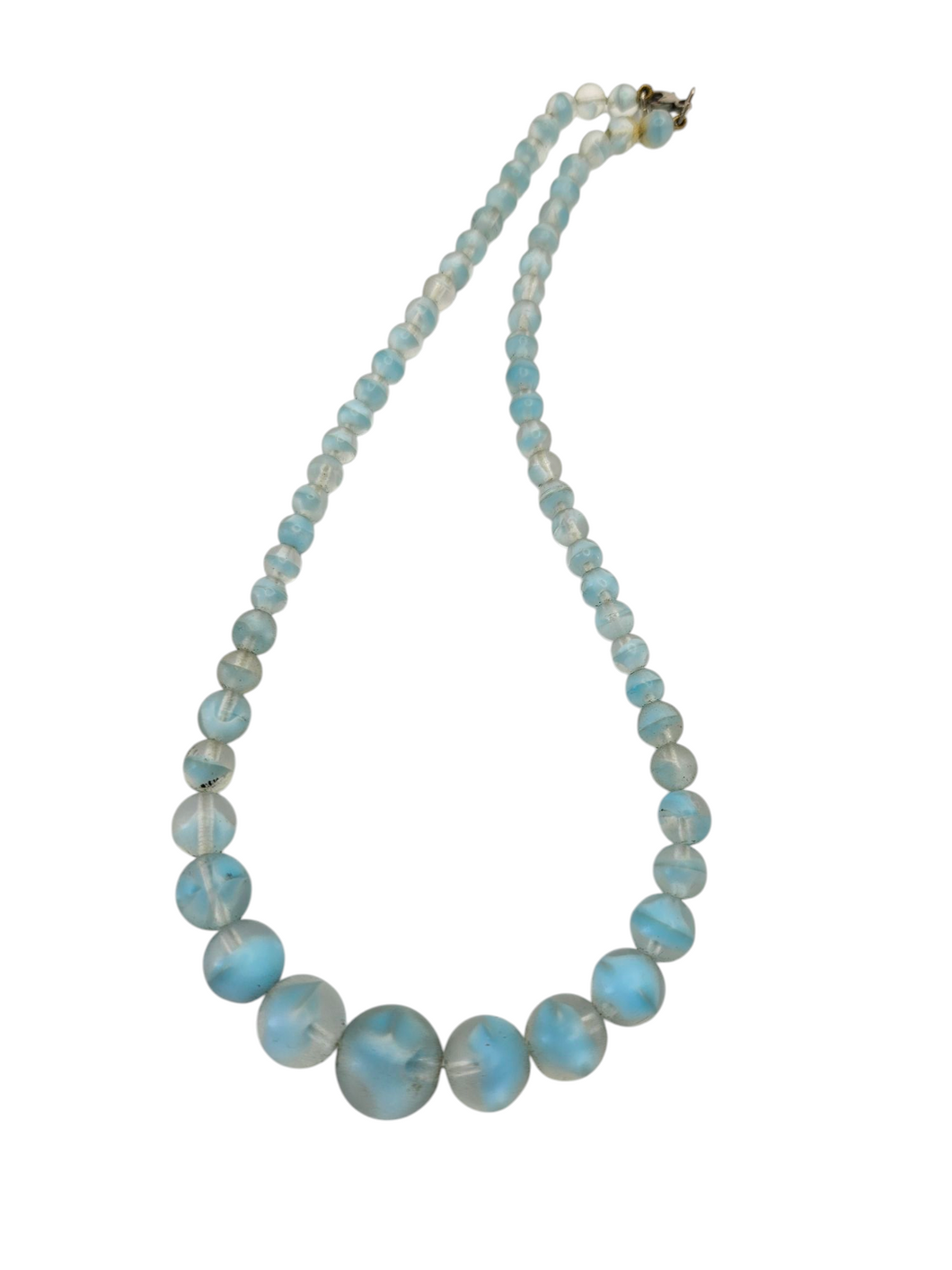 1930s Deco Blue And Clear Glass Necklace