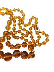1930s Orange Knotted Long Glass Necklace