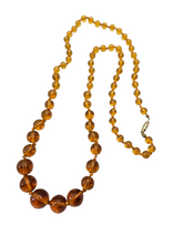 Load image into Gallery viewer, 1930s Orange Knotted Long Glass Necklace
