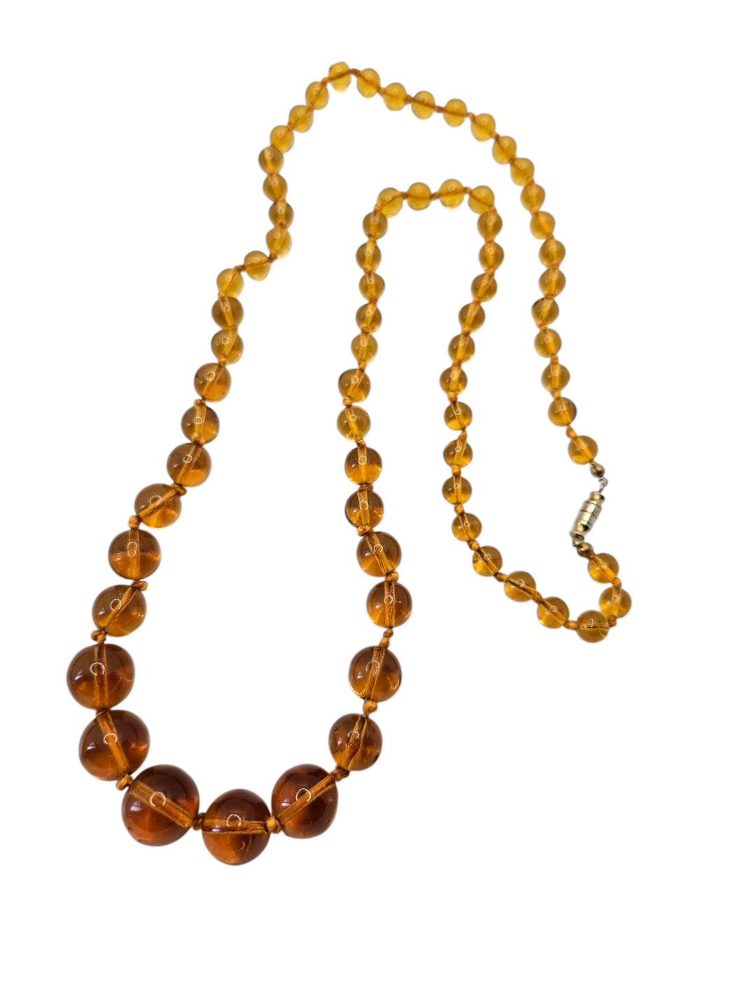 1930s Orange Knotted Long Glass Necklace