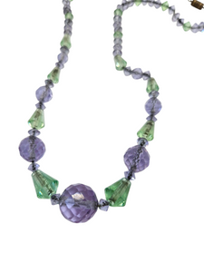 1930s Green and Purple Deco Faceted Glass Necklace
