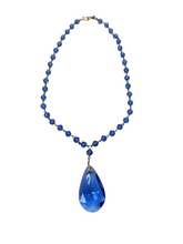 Load image into Gallery viewer, 1930s Blue Glass and Rolled Wire Drop Necklace
