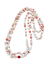 Load image into Gallery viewer, 1940s Red and White Square Bead Knotted Long Necklace
