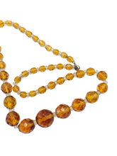 Load image into Gallery viewer, 1930s Deco Dark Orange and Clear Faceted Glass Necklace
