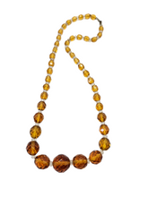 Load image into Gallery viewer, 1930s Deco Dark Orange and Clear Faceted Glass Necklace
