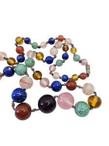 1930s Multicoloured Knotted Glass Necklace