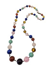 1930s Multicoloured Knotted Glass Necklace