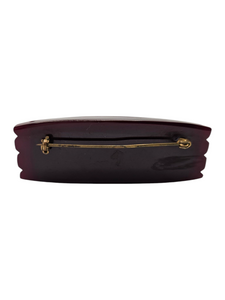 1940s Chunky Burgundy Bakelite and Brass Brooch