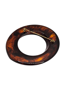 1940s Huge Chunky Inky Iced Tea Bakelite Brooch