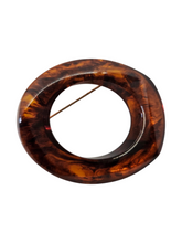 Load image into Gallery viewer, 1940s Huge Chunky Inky Iced Tea Bakelite Brooch
