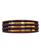 Load image into Gallery viewer, 1940s Chunky Burgundy Bakelite and Brass Brooch
