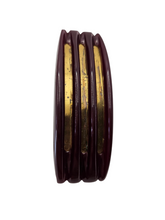 Load image into Gallery viewer, 1940s Chunky Burgundy Bakelite and Brass Brooch
