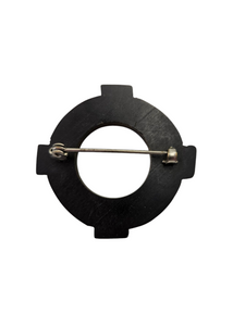 1940s Black Carved Bakelite Brooch