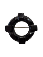 Load image into Gallery viewer, 1940s Black Carved Bakelite Brooch
