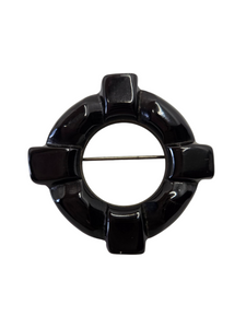 1940s Black Carved Bakelite Brooch