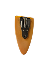 Load image into Gallery viewer, 1940s Corn Coloured Carved Bakelite Dress Clip
